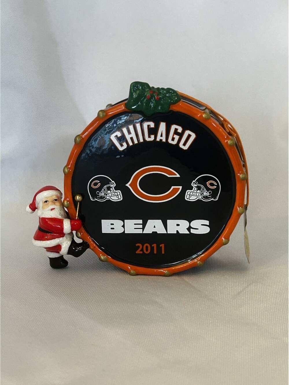 2011 Chicago Bears Danbury Mint NFL Christmas Ornament Santa Drum Drummer NIB